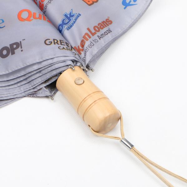 21 Inch Collapsible Two Fold Umbrella With Wood Handle And NBA Team Printing