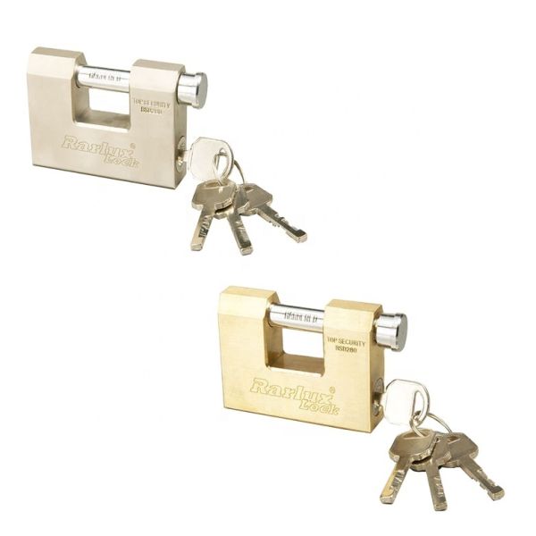 Rarlux Heavy Duty Steel Shackle Solid Padlock D Type Candado Rectangular Brass Padlock