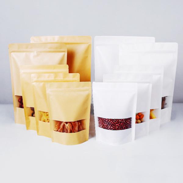 Matt Laminated Ziplock White Kraft Paper Food Pouches For Coffee Packaging