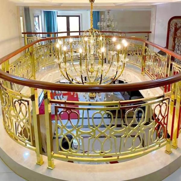 Carve Metal Stair Railing Modern Luxury Gold Staircase Railing