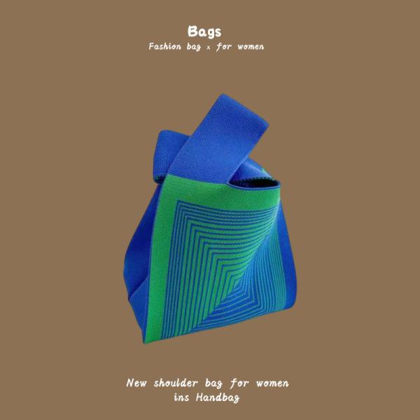 THE NEW INTERNET CELEBRITY HANDBAG KNITTING HAND KNITTING WOOL BUCKET BAG HAND CASUAL TOTE LUNCH BAG