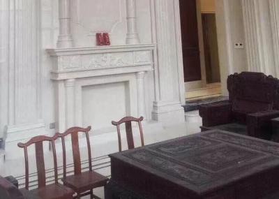 Indoor Natural Stone Fireplaces , Suny White Marble Electric Fireplace