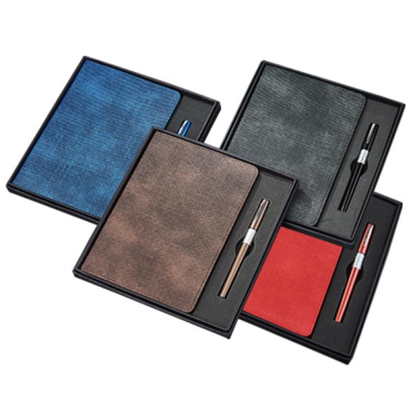 Logotipo personalizado A5 Couro Empresarial Papeleria de Escritório Costura De Enlace Bloco de Notas Conjunto de Caixa Regalo