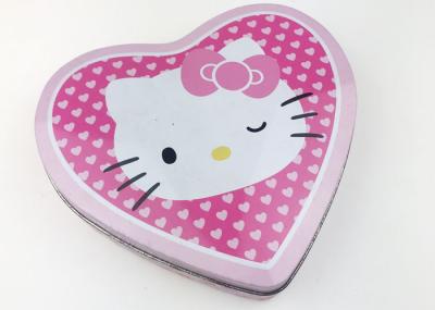 Le métal en forme de coeur de stockage de jouet d'enfants étame le logo fait sur commande, conception rose de Hello Kitty