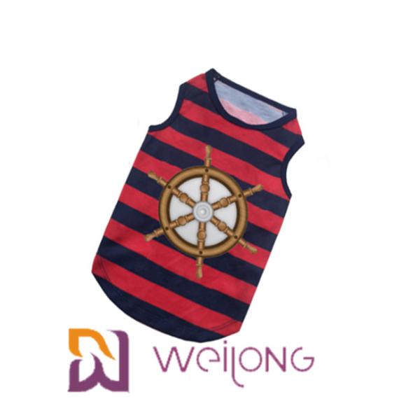 Polyester Customized Rubber Print Stripe Pet T Shirt Dog Birthday Shirt