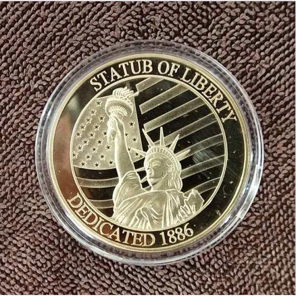 Gold and silver Souvenir coin statue of liberty tourism souvenir