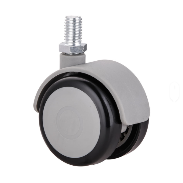 50mm TPU Dual Wheel Furniture Casters Rustic Grip Ring Stem 2 Inch Furniture Casters with Brake