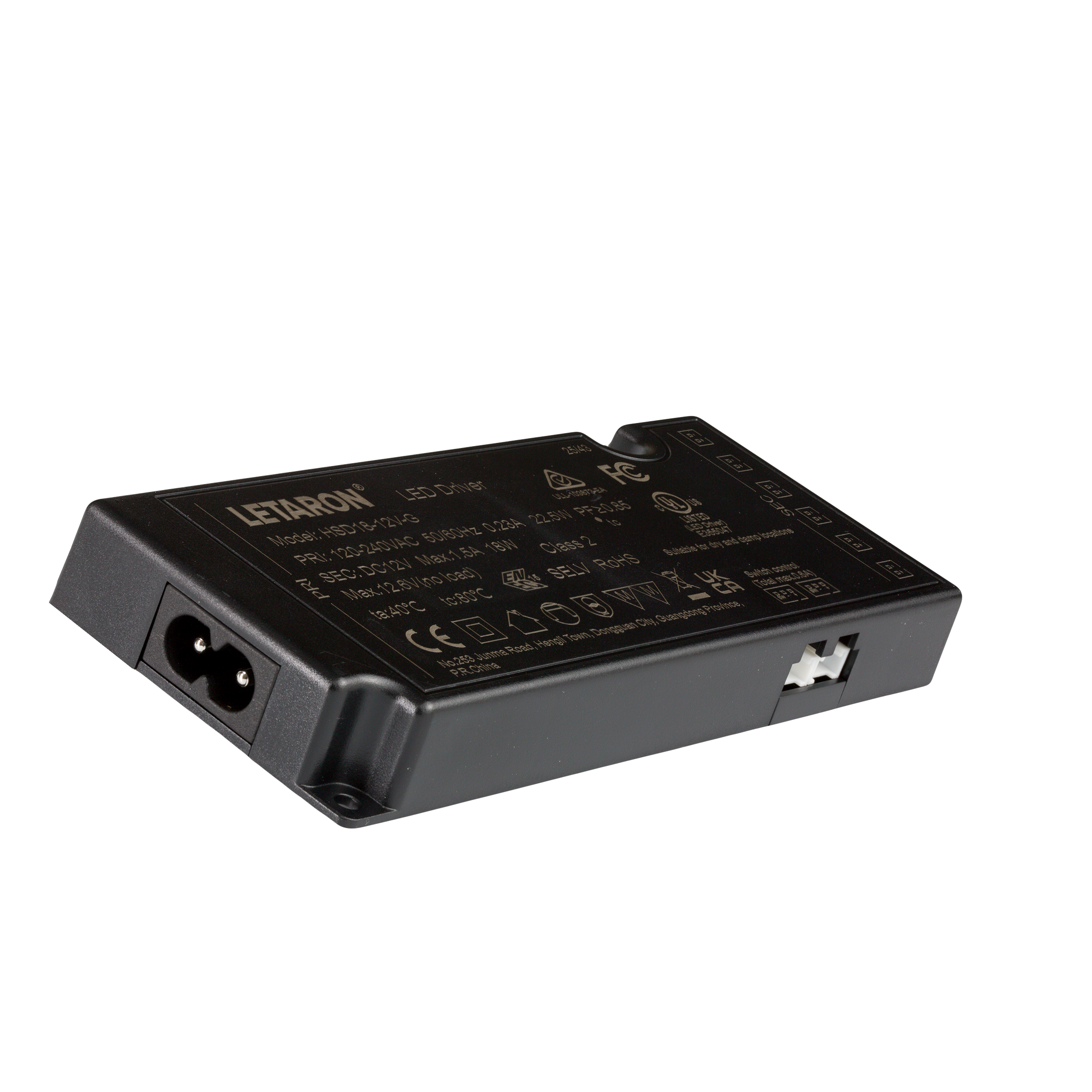 Ultra Slim 12V 24V Cabinet LED Driver 18W 30W High Efficiency UL CE CB SAA Certified