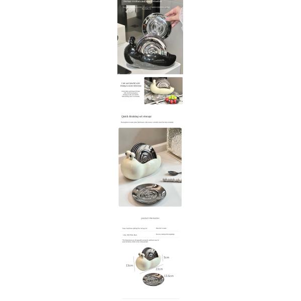 Stocked Dinnerware Sets with Handpainted Ceramic Snail Dish of Kitchen Accessories