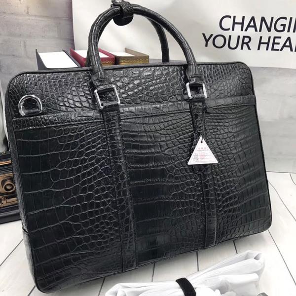 Business Style Genuine Crocodile Belly Skin Men's Working Bag Briefcase Exotic Real Alligator Leather Male Large Handbag