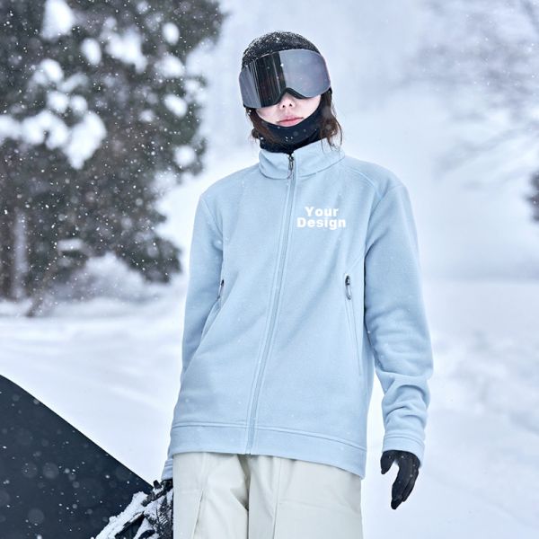 Unisex Polar Fleece Zip Up Mid Layer Jacket for Ski Outdoor