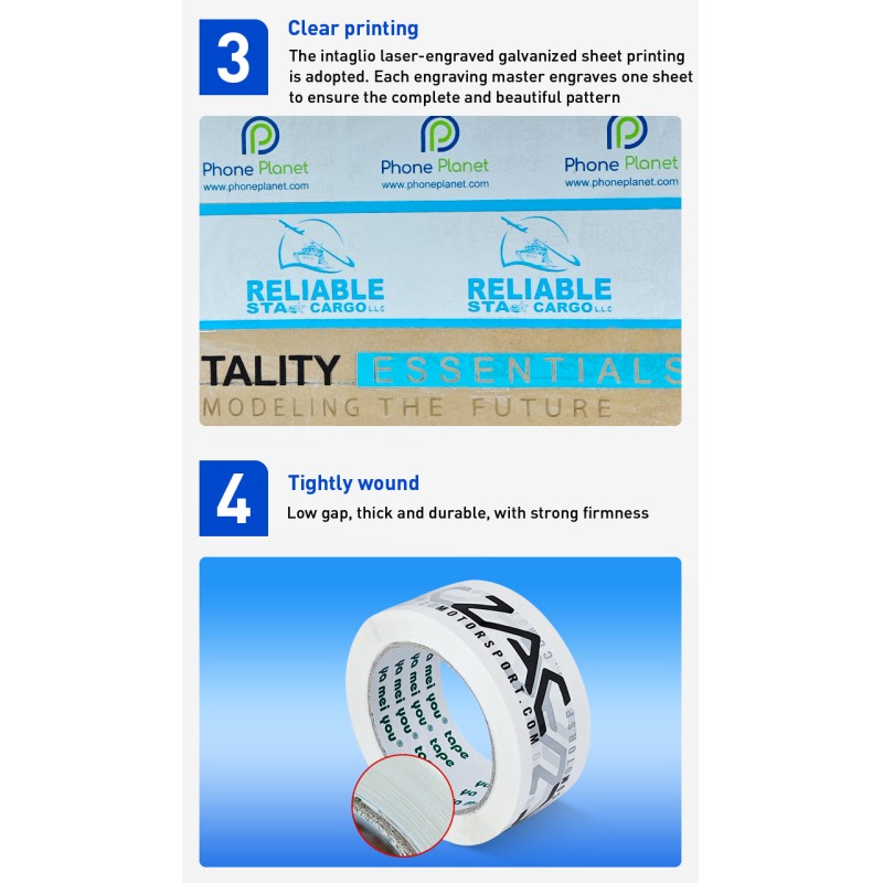 Strong Adhesion Crisp Printed BOPP Tape Customizable LOGO Eco Friendly Single Sided