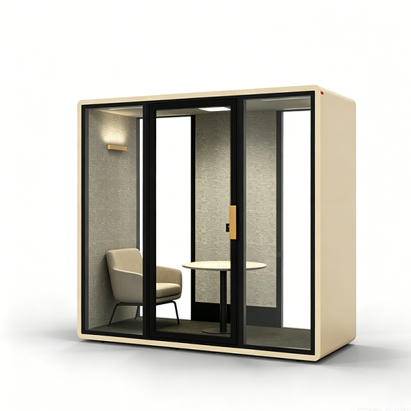 Glass Acoustic Sound Proof Vocal Isolation Booth For Contemporary Workspace Office