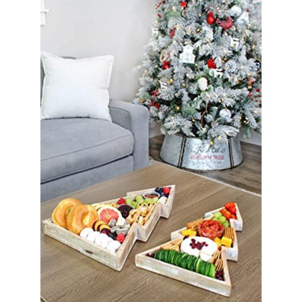 Taças de Natal Sustentáveis Conjunto de 2 Taças de árvore de Natal de madeira de bambu