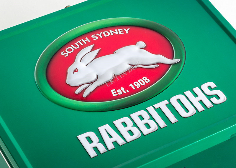 Rabbitohs Metal Tin Lunch Boxes Hinged Tin Box With Handle Key And Lock