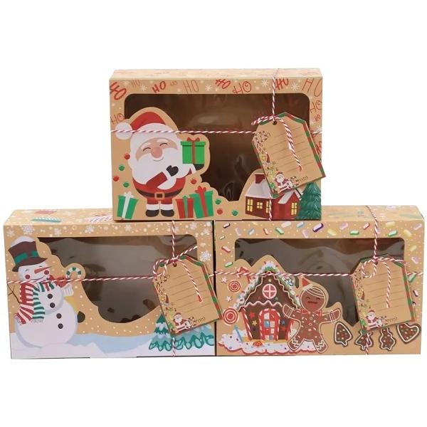 Boîtes cadeaux de Noël en carton à paroi simple et en carton kraft avec fenêtre transparente