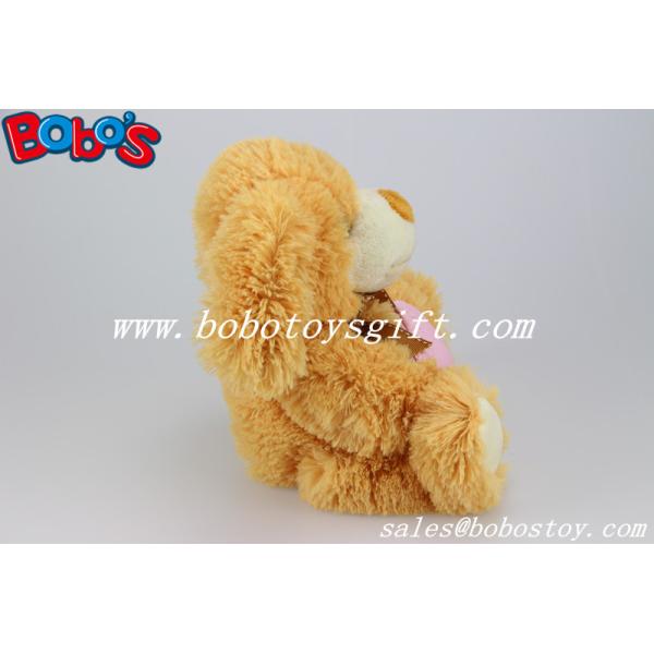 Brown Dog Stuffed Animal Toy With Pink Heart Pillow