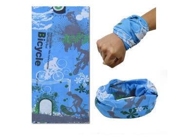 Outdoor Bicycle  Tubular Headwear Blue 100% Microfiber Polyester 25 * 50 Cm