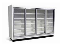 O refrigerador ereto da exposição do supermercado com o diodo emissor de luz vertical interno ilumina-se para o gelado