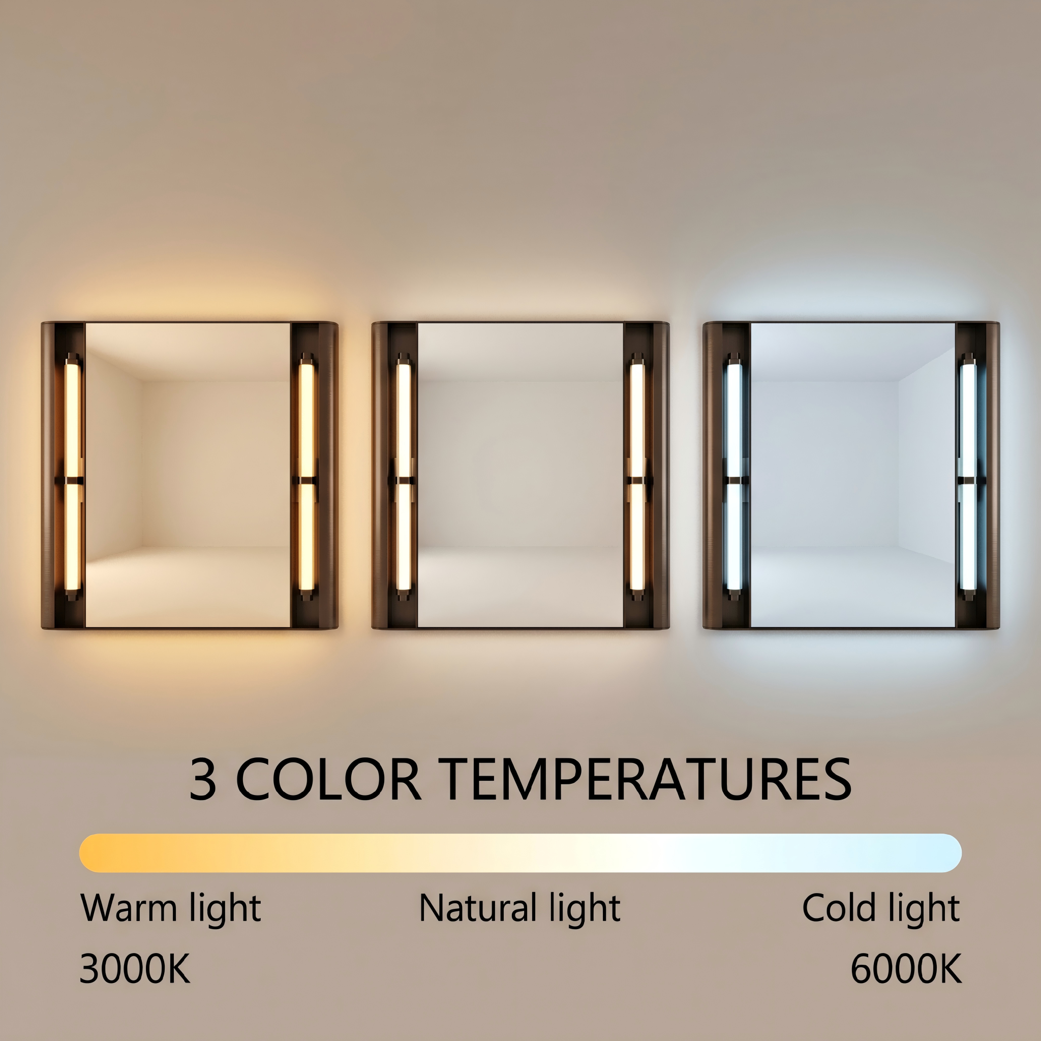 Kingstin Luxury Smart Mirror with Vintage Tube Lighting, Custom Anti-Fog & Multi-functional Digital Display