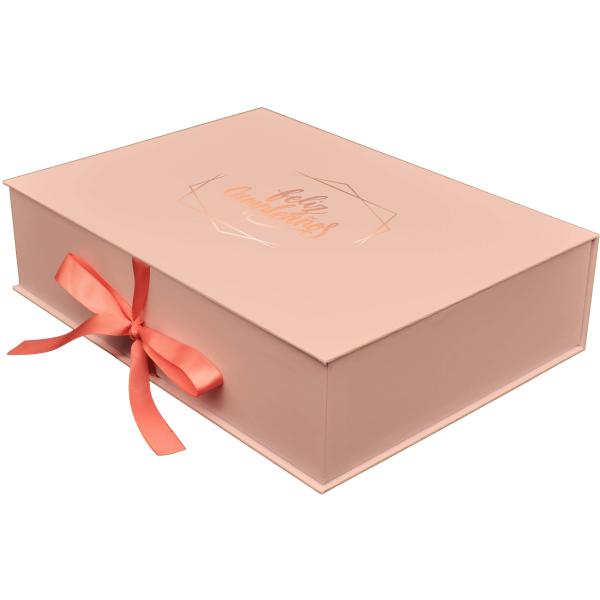 Pink Christmas 157G 2mm Cardboard Gift Boxes , Wine Accessory 5x5 Gift Box