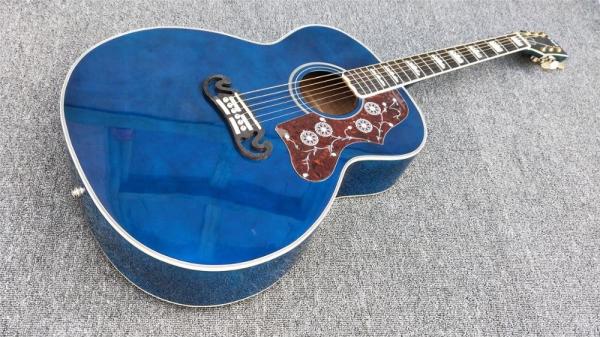 Top quality Gibson Blue G200 classic acoustic guitar,Golden Hardware,Solid Sprue top,Factory Custom Maple body guitar