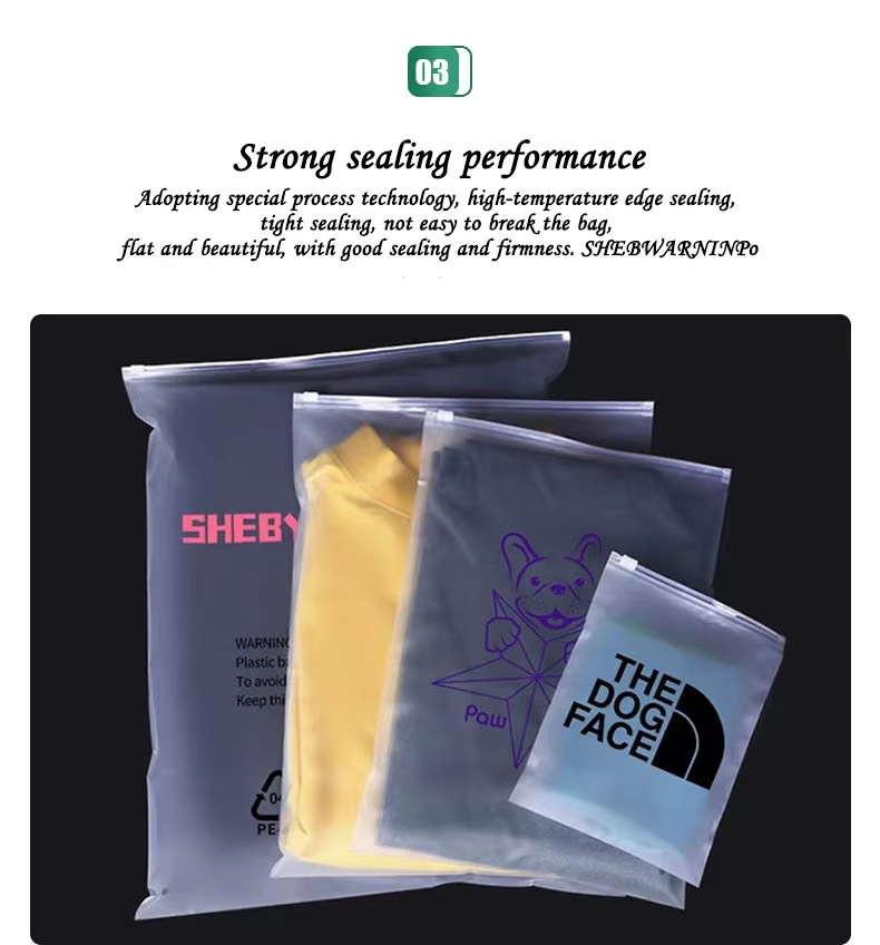 Matte frosted transparent low-density polyethylene zipper custom logo zipper design clothing intaglio printing surface suitable for shoes and socks