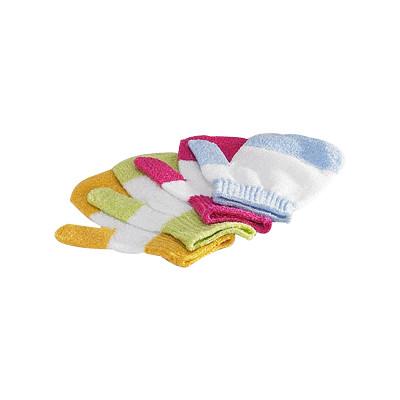Colored Nylon Exfoliating Bath Gloves Stripe Pattern Quickly Wipe Off Dirt