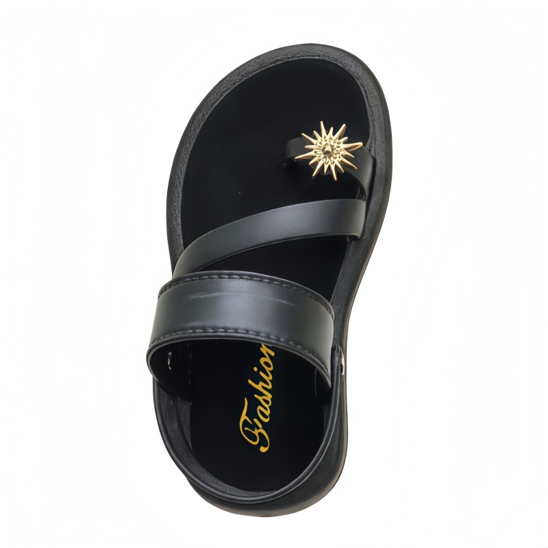 PVC Sun Decor Girls Toe Ring Sandals Anti-slip Soft Sole Children Fashion Beach Sandals