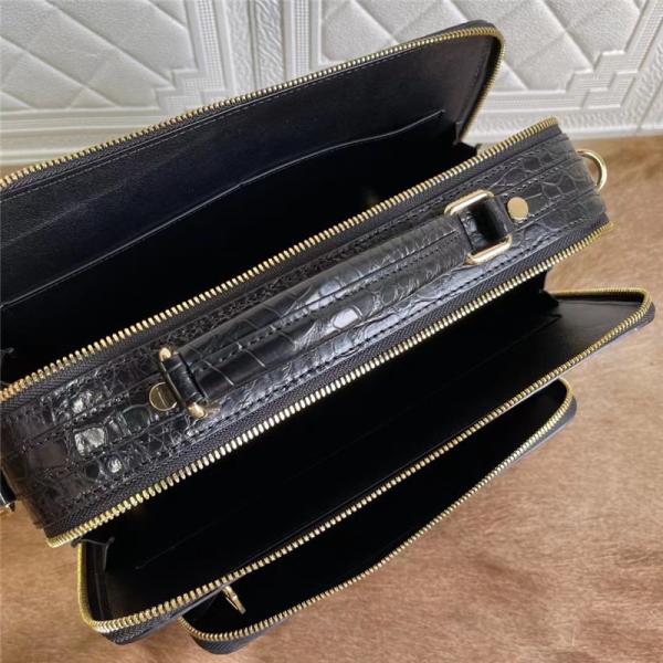 Exotic Crocodile Belly Skin Businessmen Small Briefcase ZIP Working Purse Genuine Real Alligator Leather Male Handbag