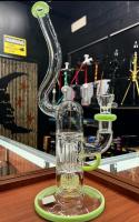 9'' Big Glass Bong Smoke Water Pipes Bubbler Blue Maple Hookah With 18mm Bowl