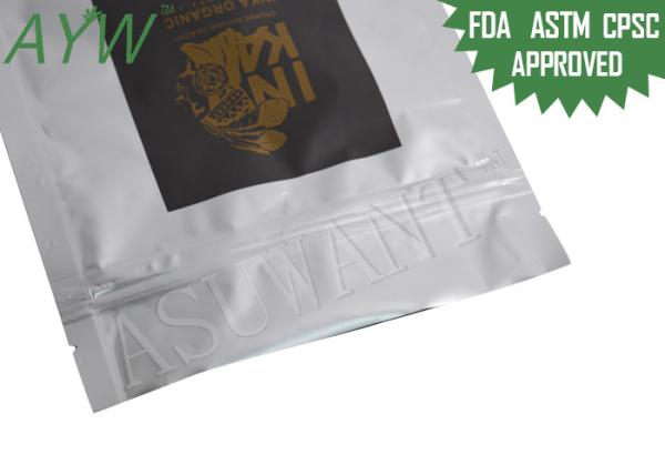 o Quinoa 250g orgânico lasca-se sacos alinhados folha, sacos do armazenamento do alimento de Mylar do fechamento do fecho de correr de FDA 