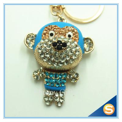 Customs Animal  Shape Rhinestone Monkey Metal Key Chain Key Ring For Bags