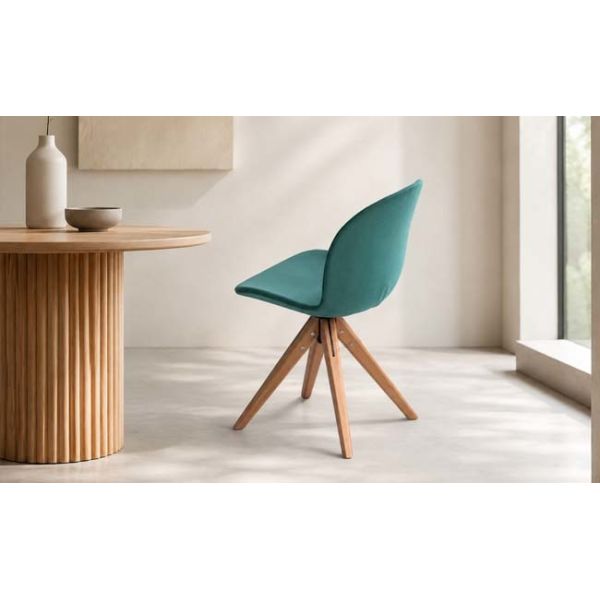 Swivel Fabric Upholstered Restaurant Dining Chairs Solid Beech Wood Legs For Hotel