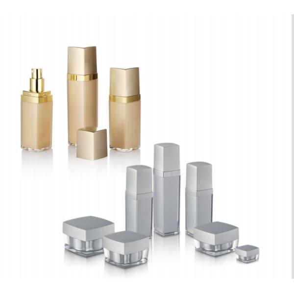 Square Shape Double Walls Facial Cream Lotion Cosmetic Packaging Bottle with Black Cap