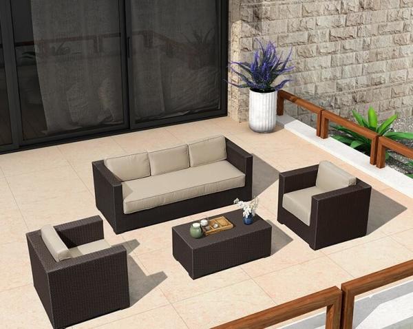 Aluminum Frame Outdoor Furniture L shaped Garden Sofa Set PE Rattan Furniture