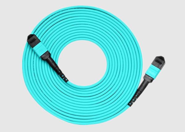 Cabo de remendo da fibra OM4 MPO do modo 24 do Aqua 10Gbs multi