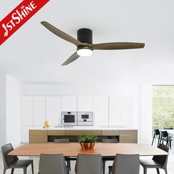Baixo ruído 1stshine madeira natural DC ventilador de teto com 3 lâminas e 15W luz LED