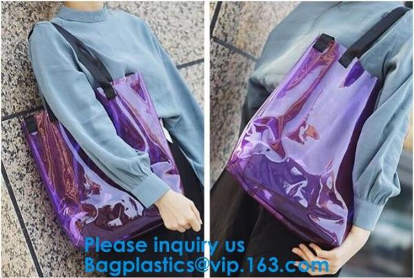 Women'S Clear Jelly Beach Bag Clear Transparent Pvc Shoulder Handbag Beach Shopping Swimming Durable Tote Bag