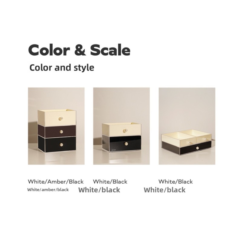 High-End Luxury Stackable Rectangular Pearl Drawer Box Desktop Acrylic Dustproof Storage Box for Jewelry Lipstick Cosmetics