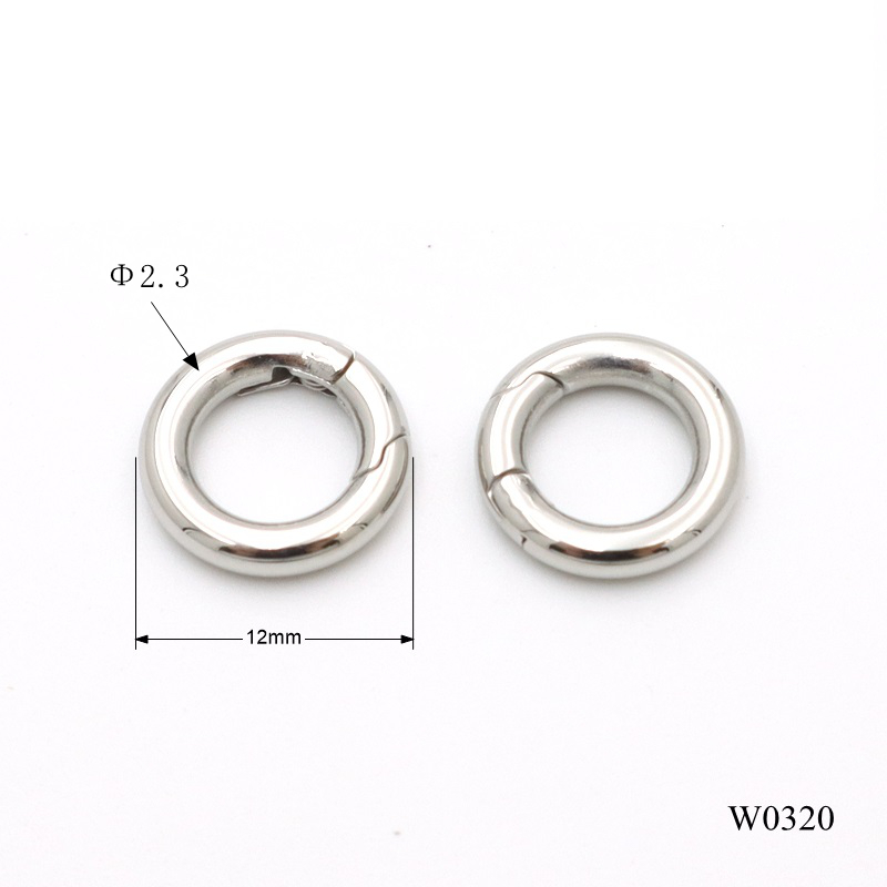 Top Quality 12mm Stainless Steel Ring Metal Spring O Ring Key Chain Clasp Small Jewelry Connector O Ring 