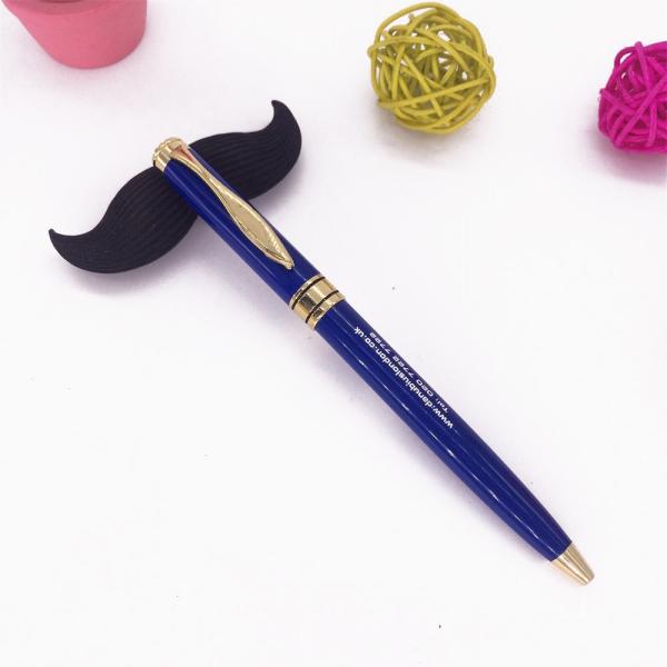 wholesale lightblue color metal pen for hotel use slim barrel metal ball point pen