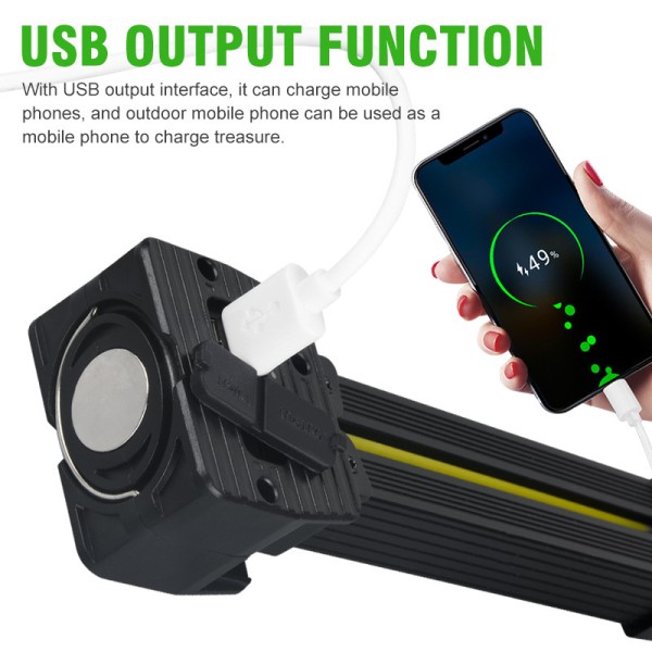 USB Rechargeable Magnetic 7th Gear Dimming Gym Lamp for Posing Handheld COB Work Light With 180 Degree Folding