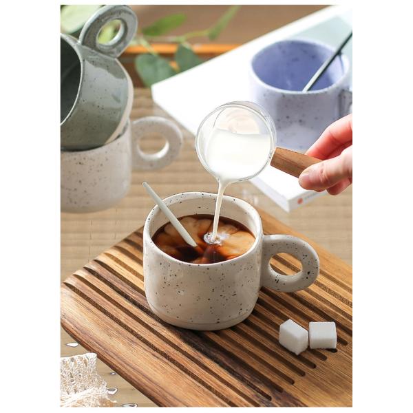 Керамическая нордическая кружка кофе ручки кольца 300ML запятнала краткую кружку молока завтрака чашки чая молока картины новизны