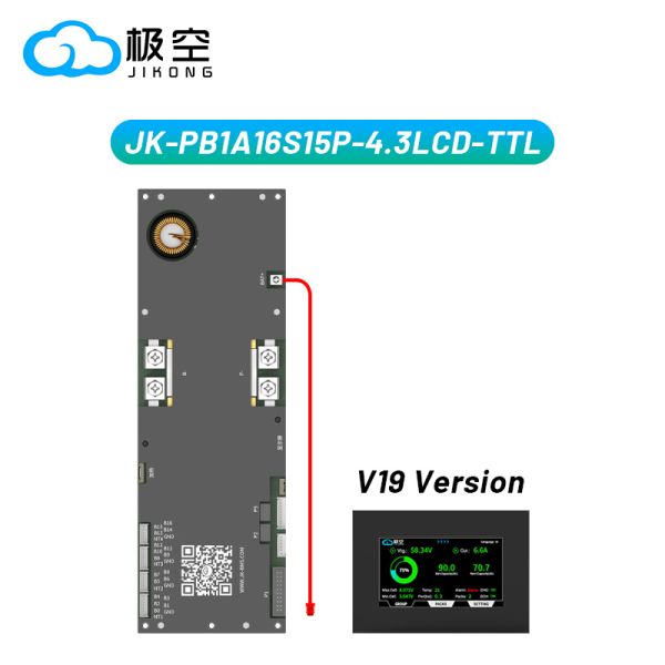New Jk Inverter BMS V19 Upgrade Smart BMS Jk Pb1a16s15p with 4.3inch Display Communicate with Mainstream Inverters 16s BMS