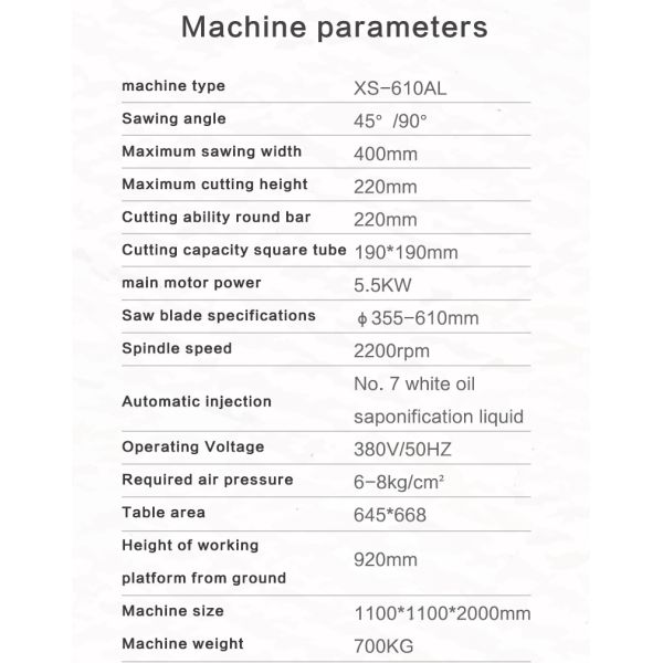 XS-610AL Round bar Aluminum Alloy Cutting Machine Aluminum Profile Cutting Machine for 90 Degree