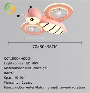 SENKAI Modern Cartoon Yellow Bee Ceiling Light LED Remote Control Ceiling Fan For Kids
