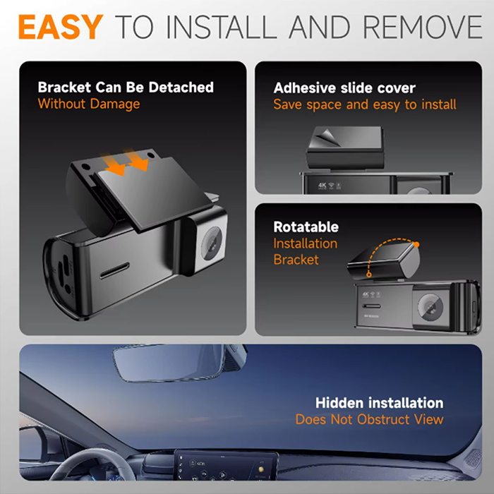 Car DVR 4K No Screen Dash Cam Mini Dual Lens WiFi GPS Dash Camera