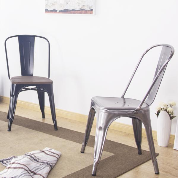 Vintage Stackable Metal Restaurant Chairs Nickel Iron Metal Cafe Eco - friendly