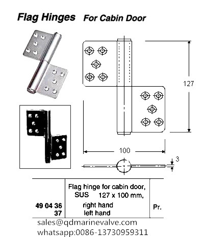 IMPA490436 IMPA490437 stainless steel Flag Hinges For Cabin Door SUS304 Left /Right Hand